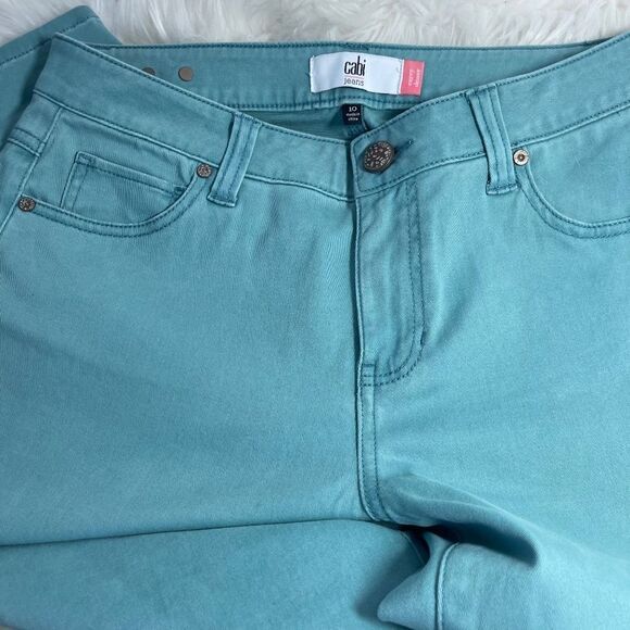 CAbi Tidal Skinny Aqua Jeans Style 5170 Sz 10 - Picture 5 of 10